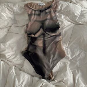 Artistic Bodysuit with Abstract Design